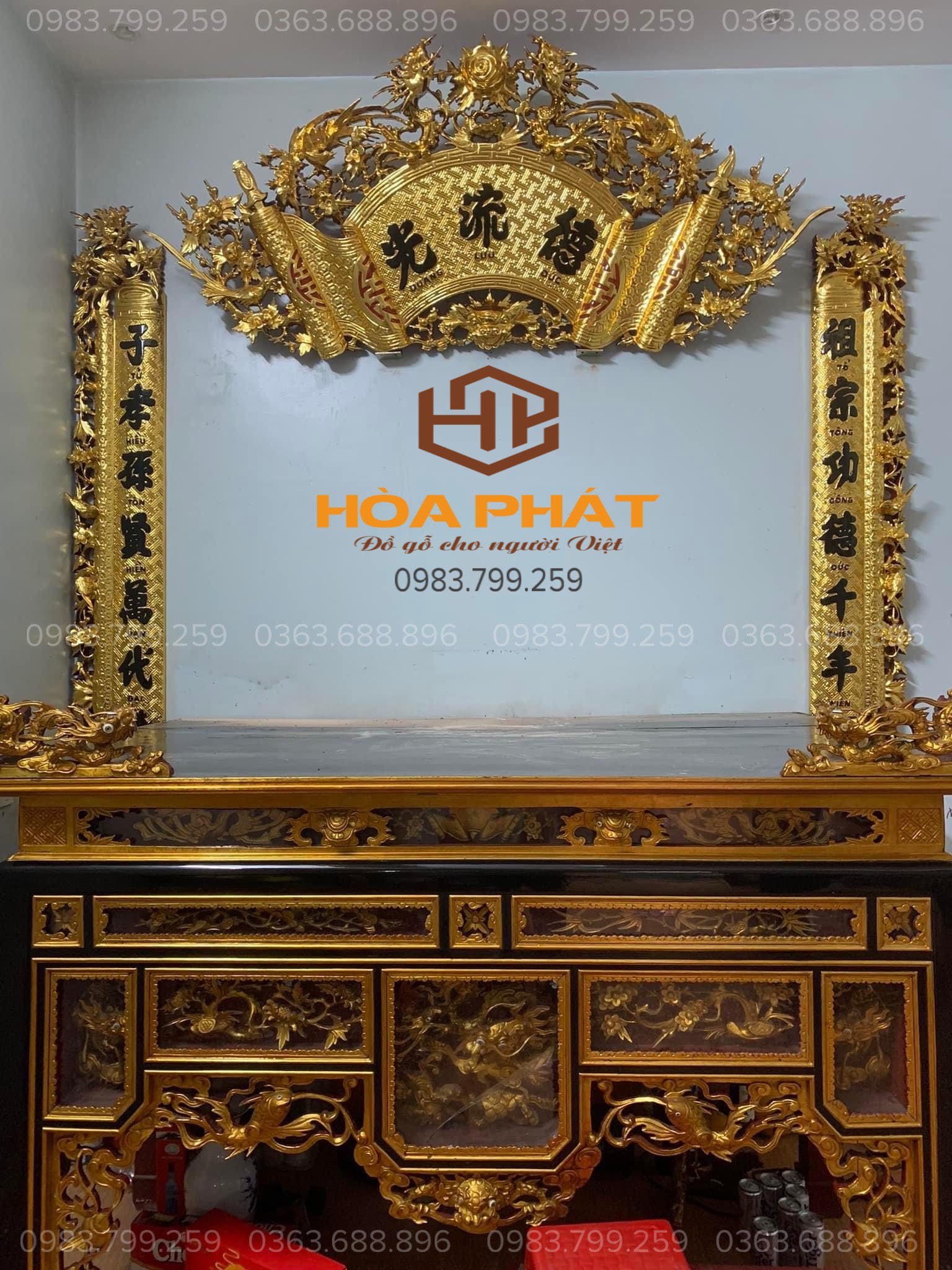 Đồ Gỗ Hòa Phát chế tác Hoành Phi Câu Đối và Cuốn Thư Câu Đối bằng gỗ tự nhiên theo yêu cầu