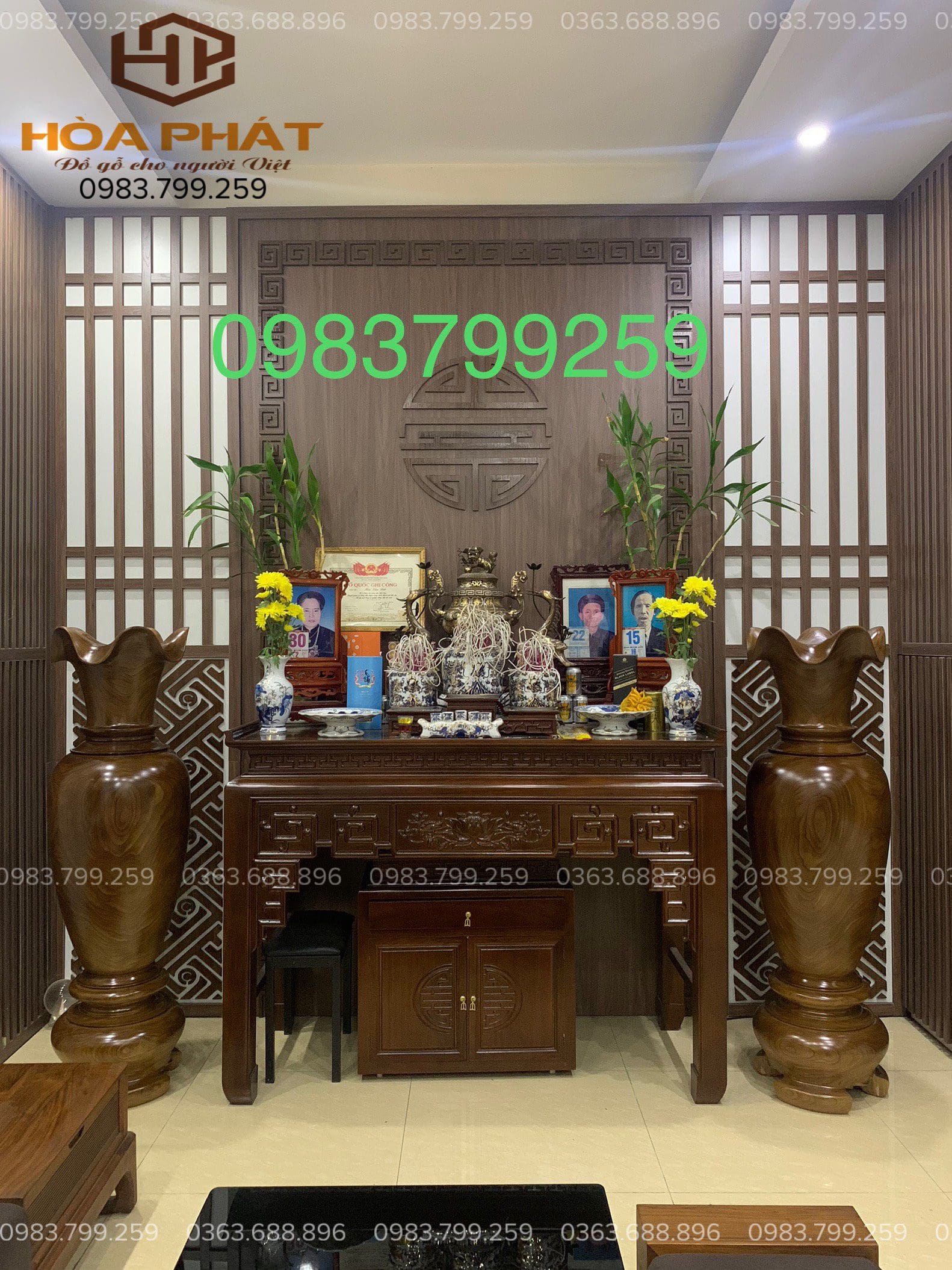 Kích thước bàn thờ gia tiên cần cân đối với không gian và đồ thờ