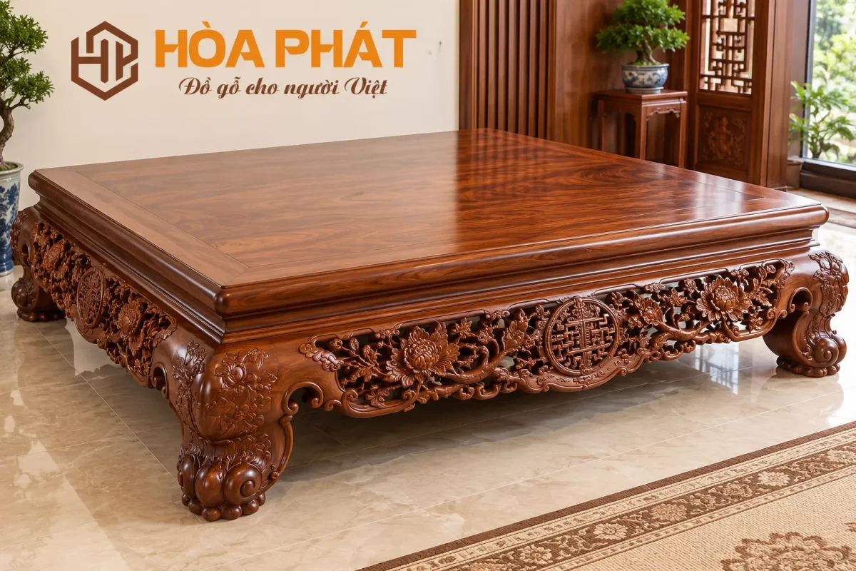 Sập Gỗ Gụ mang vẻ đẹp sang trọng, phù hợp với không gian nội thất truyền thống