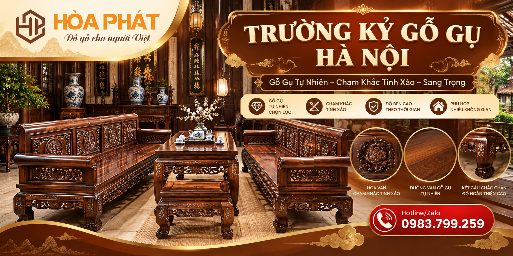 Trường Kỷ Gỗ Gụ Hà Nội – Mẫu Đẹp Tại Đồ Gỗ Hòa Phát Trường Kỷ Gỗ Gụ Hà Nội – Mẫu Đẹp Tại Đồ Gỗ Hòa Phát