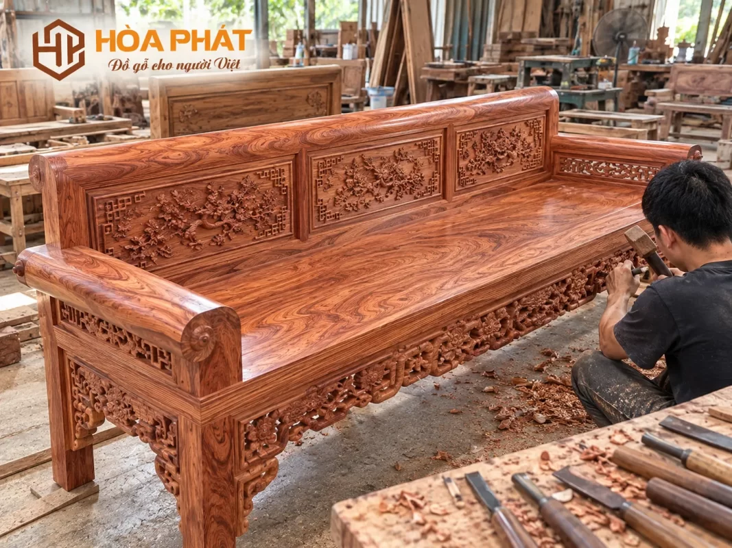 Đồ Gỗ Hòa Phát cung cấp bộ trường kỷ gỗ Hương Đá Nam Phi tại Hà Nội