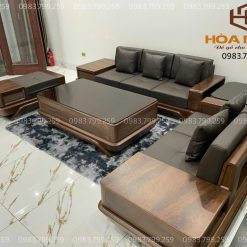 Bộ sofa 2 văng thuyền gỗ óc chó loại 1 hàng cao cấp