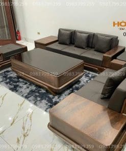Bộ sofa 2 văng thuyền gỗ óc chó loại 1 hàng cao cấp