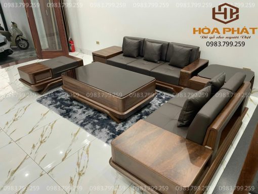 Bộ sofa 2 văng thuyền gỗ óc chó loại 1 hàng cao cấp