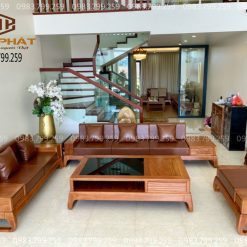 Bộ sofa phòng khách 2 văng gỗ hương đá