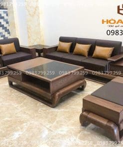 Sofa Phòng Khách Gỗ Sồi Màu Óc Chó Cao Cấp loại 1