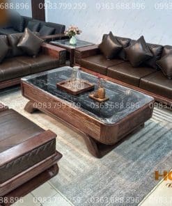 Bộ Sofa Phòng Khách Gỗ Sồi hàng Đại Dày 2 Lớp