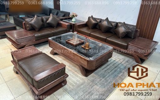 Bộ Sofa Phòng Khách Gỗ Sồi hàng Đại Dày 2 Lớp