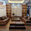 Bộ sofa phòng khách gỗ sồi lau màu óc chó 2