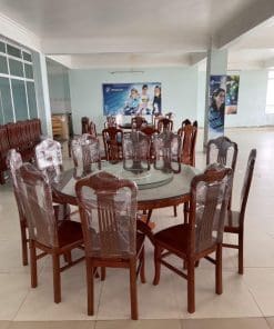 Bàn Ăn Tròn 10 Ghế Gỗ Xoan Đào Loại 1