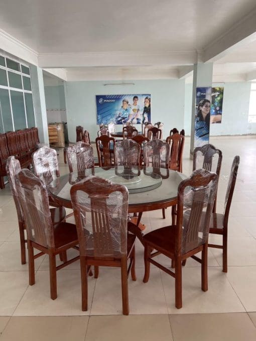 Bàn Ăn Tròn 10 Ghế Gỗ Xoan Đào Loại 1
