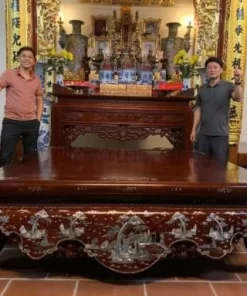Sập Ngồi Chân Quỳ Khảm Trai Khảm Ốc Gỗ Gụ Loại 1 Hàng Đẹp Dày Dặn