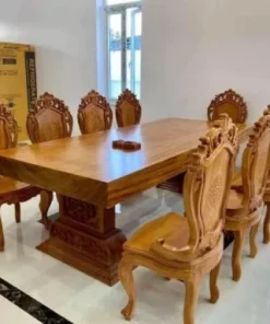 Bàn Ăn Nguyên Khối 10 Ghế Luis Hoa Lá Tây