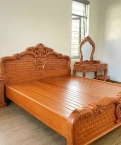 Giường Luis Hoa Hồng Gỗ Gõ Đỏ Loại 1 Đẹp Dày Dặn Chắc Chắn