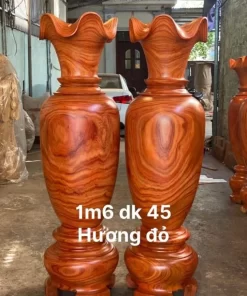 Lục Bình Nguyên Khối Gỗ Hương Đỏ Cao 1m6 Chọn Vân Víp Đẹp 4 Mặt