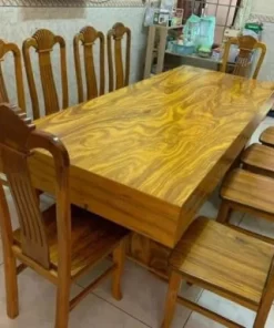 Bàn Ăn 10 Ghế Sẻ Quạt Gỗ Cẩm Vàng