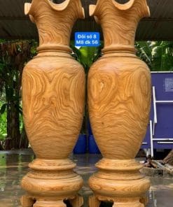 Đôi Lục Bình Gỗ Cẩm Vàng Cao 1m8 Chọn Gỗ Chọn Vân Víp