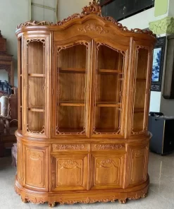 Tủ Rượu Luis Hoa Lá Tây Gỗ Gõ Đỏ Loại 1 Đẹp Dày Dặn 1m8 x 2m2 Sâu 47