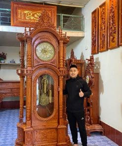 Đồng Hồ Tứ Trụ Gỗ Hương Đá Cao 2m3 Hàng Đẹp Dày Dặn VIP