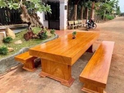 Mẫu Bàn Ghế ăn Gỗ Gõ đỏ Nguyên Khối