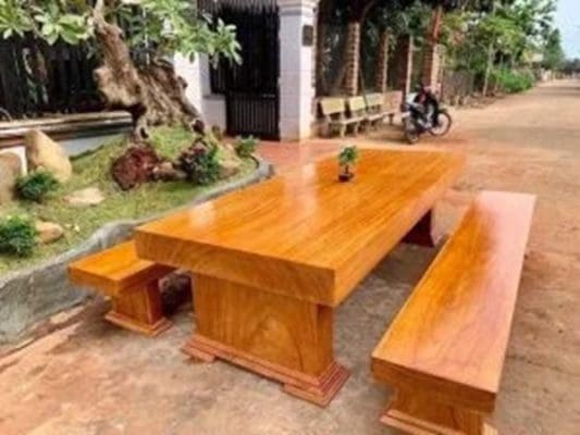 Mẫu Bàn Ghế ăn Gỗ Gõ đỏ Nguyên Khối