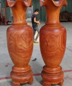 Lục Bình Gỗ Hương Đỏ Cao 1m7 Chọn Vân Chọn Gỗ Loại 1