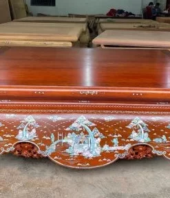 Sập Gụ Khảm Trai Khảm Ốc Kích Thước 1m8 x 2m2 Màu Cánh Gián Cực Đẹp