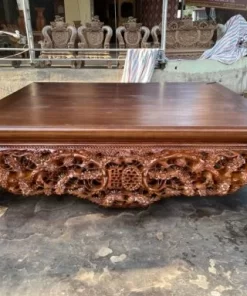 Sập Chân Quỳ Đục Thập Điểu Quần Mai Gỗ Gụ Kích Thước 1m8 x 2m2