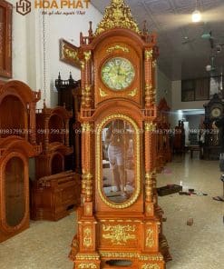 Đồng Hồ Gỗ Hương Đá Dát Vàng