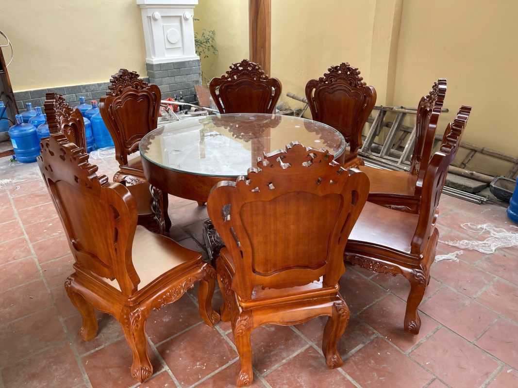 Mẫu bộ bàn ăn gỗ tự nhiên đẹp, sang trọng cho không gian phòng ăn gia đình