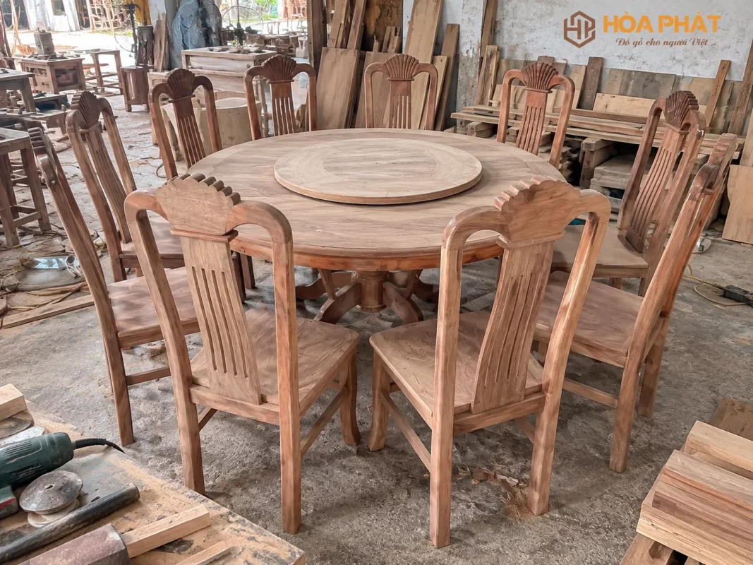 Bộ Bàn Ăn 6 Ghế Gỗ Xoan Đào – Đồ Gỗ Hòa Phát