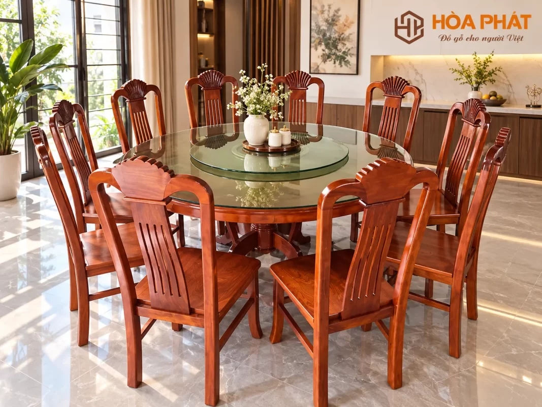 Gợi ý bố trí Bộ Bàn Ăn 6 Ghế Gỗ Xoan Đào trong không gian phòng ăn