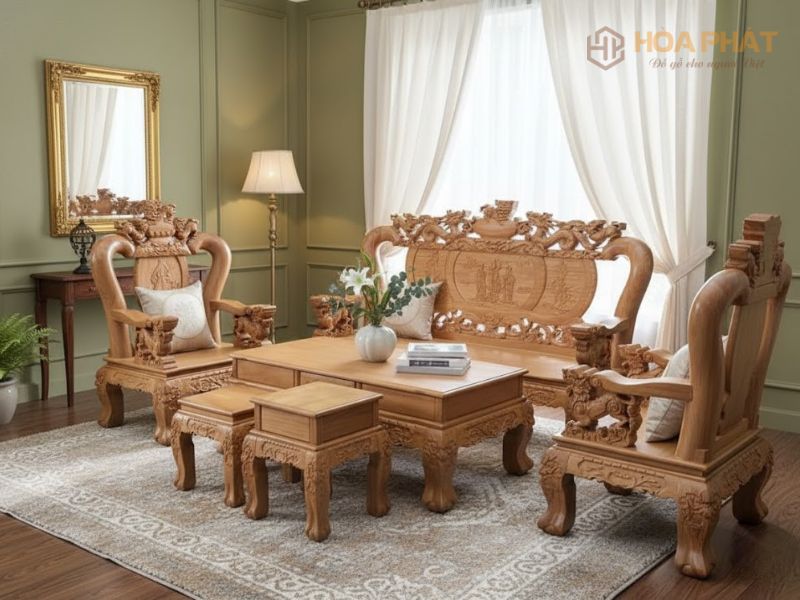 Bộ bàn ghế gỗ gõ đỏ tay 12 Bộ Bàn Nghế Gõ đỏ Tay 12 Mẫu 1