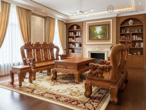 Bộ Bàn Nghế Gõ đỏ Tay 18 Hình 01