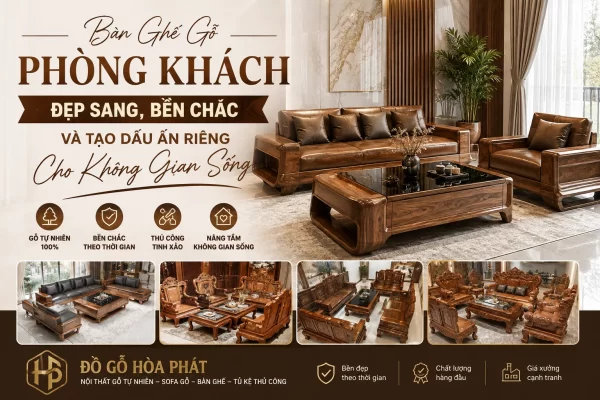 Bàn Ghế Gỗ Phòng Khách – Đẹp Sang, Bền Chắc Và Tạo Dấu Ấn Riêng Cho Không Gian Sống