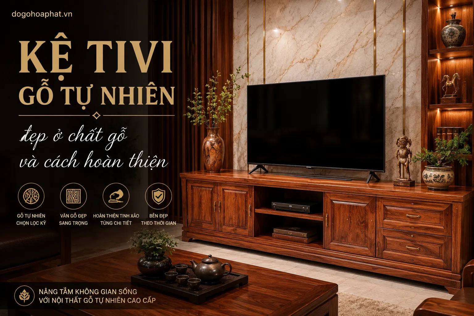 Kệ tivi gỗ tự nhiên – đẹp ở chất gỗ và cách hoàn thiện