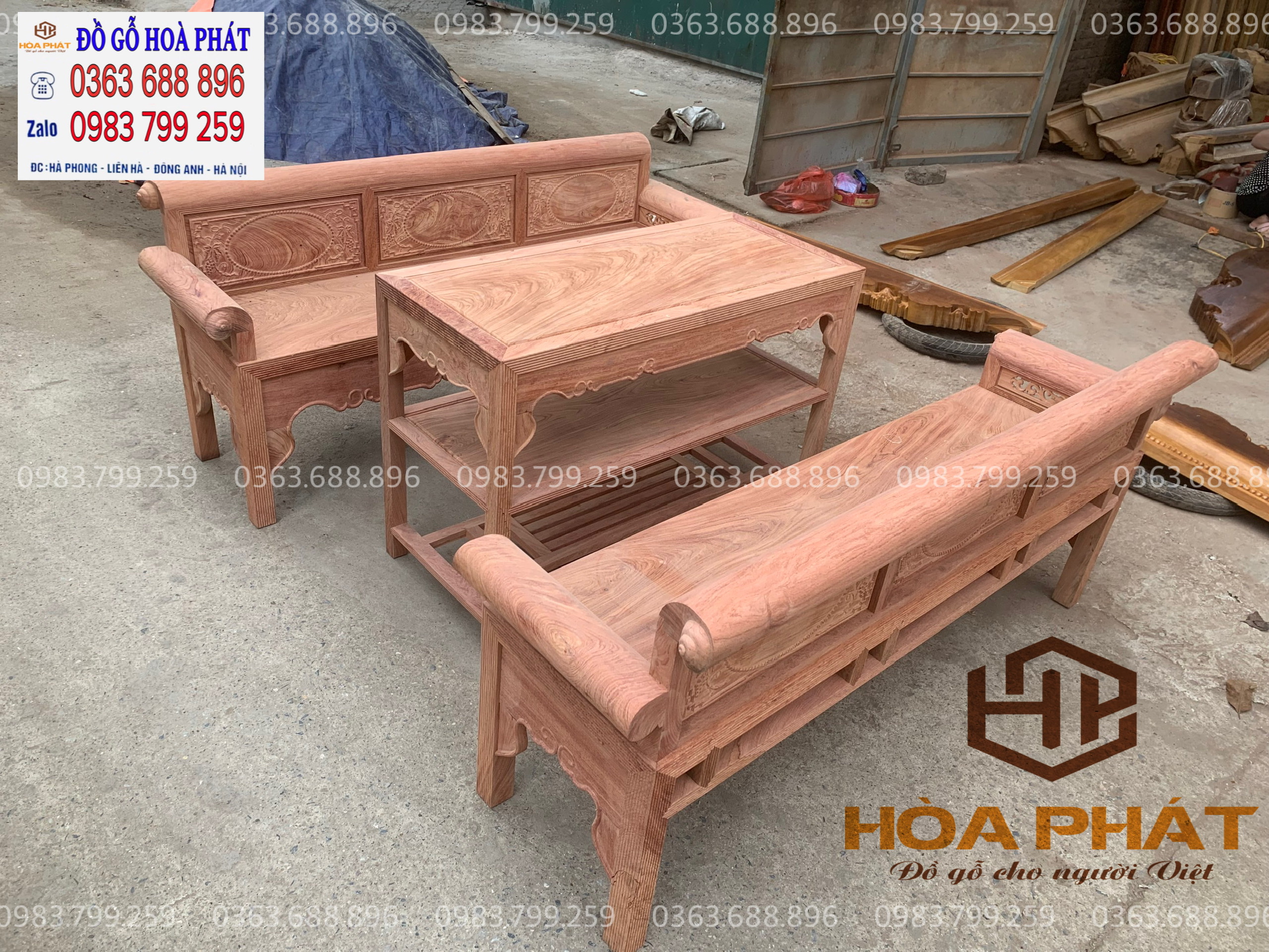 Trường Kỷ Gỗ Hương Đá Đoản 1m97 Cao 81 Rộng 62 – Bàn 1m15 Kiểu dáng trường kỷ bề thế, đậm nét nội thất gỗ truyền thống