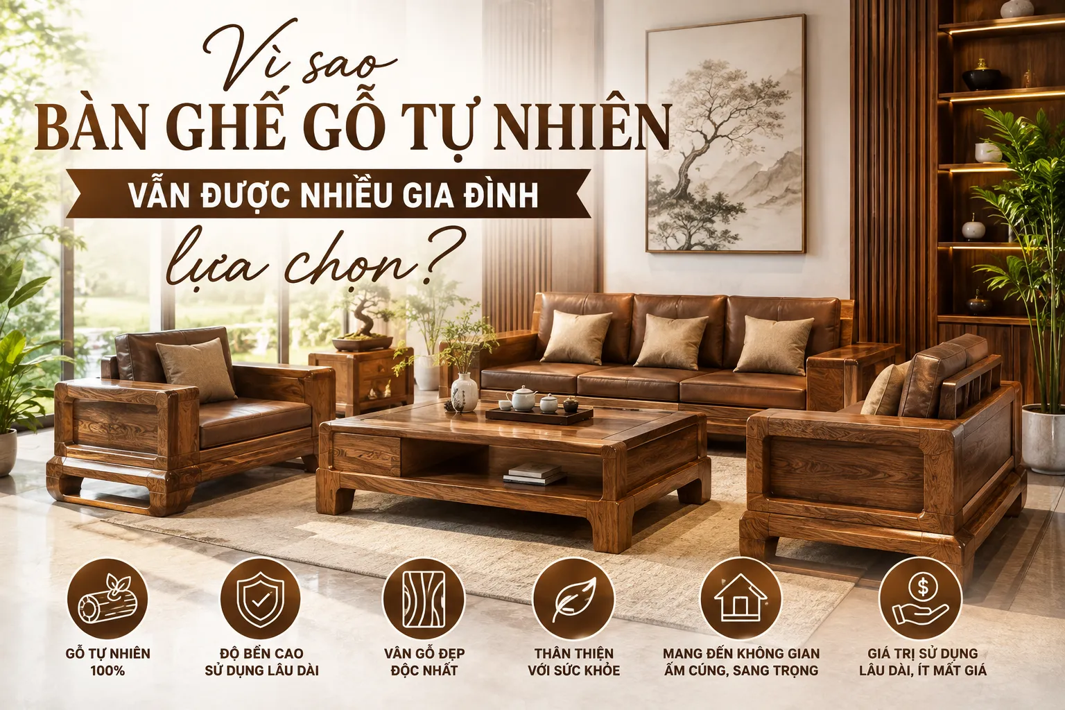Vì sao bàn ghế gỗ tự nhiên vẫn được nhiều gia đình lựa chọn?