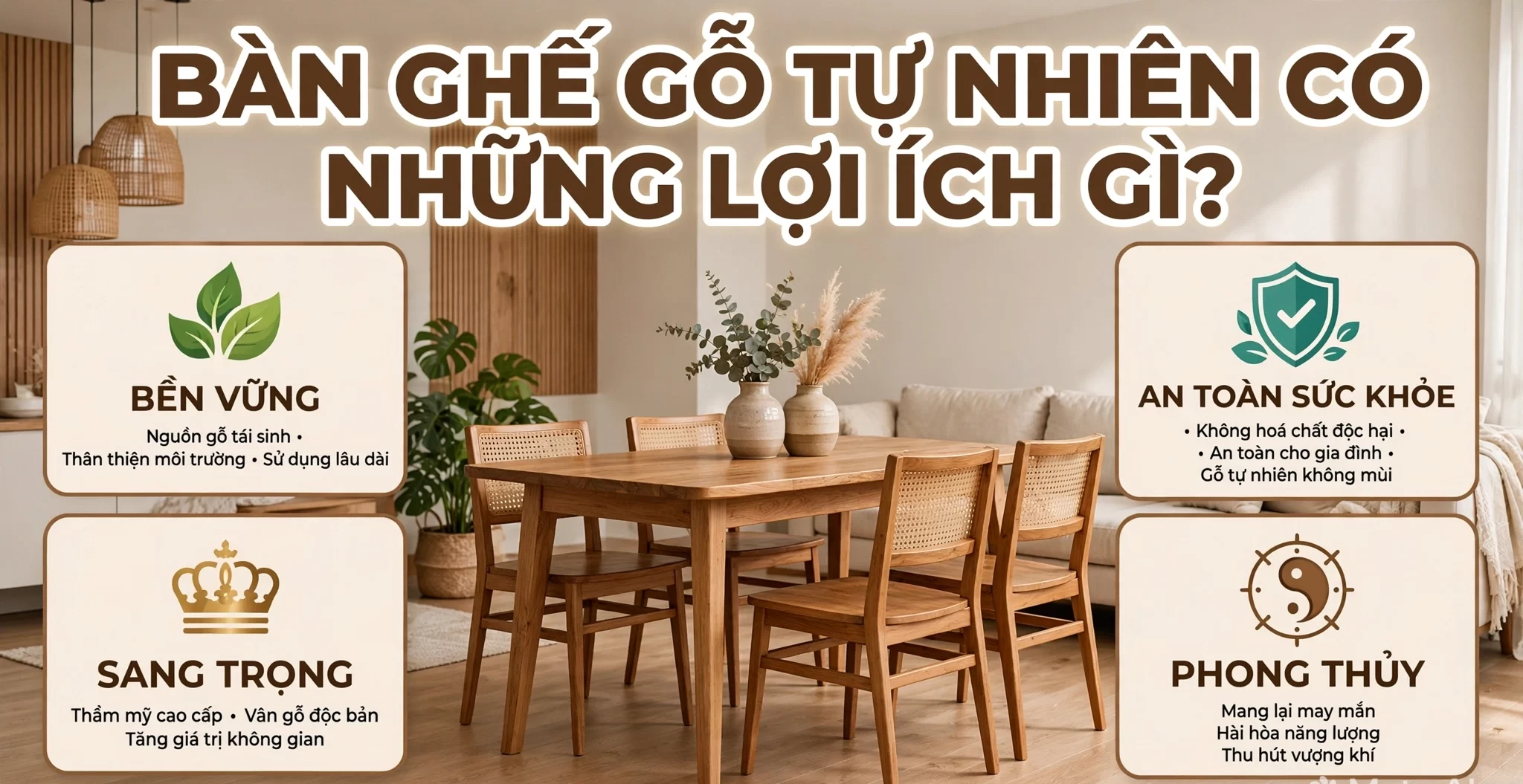 Bàn ghế gỗ tự nhiên có những lợi ích gì?