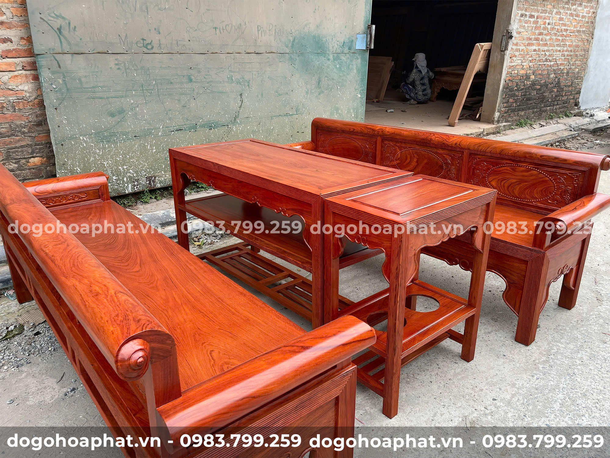 Trường Kỷ Gỗ Hương Đá Đoản 1m97 Cao 81 Rộng 62 – Bàn 1m15 truong ky go 1m97