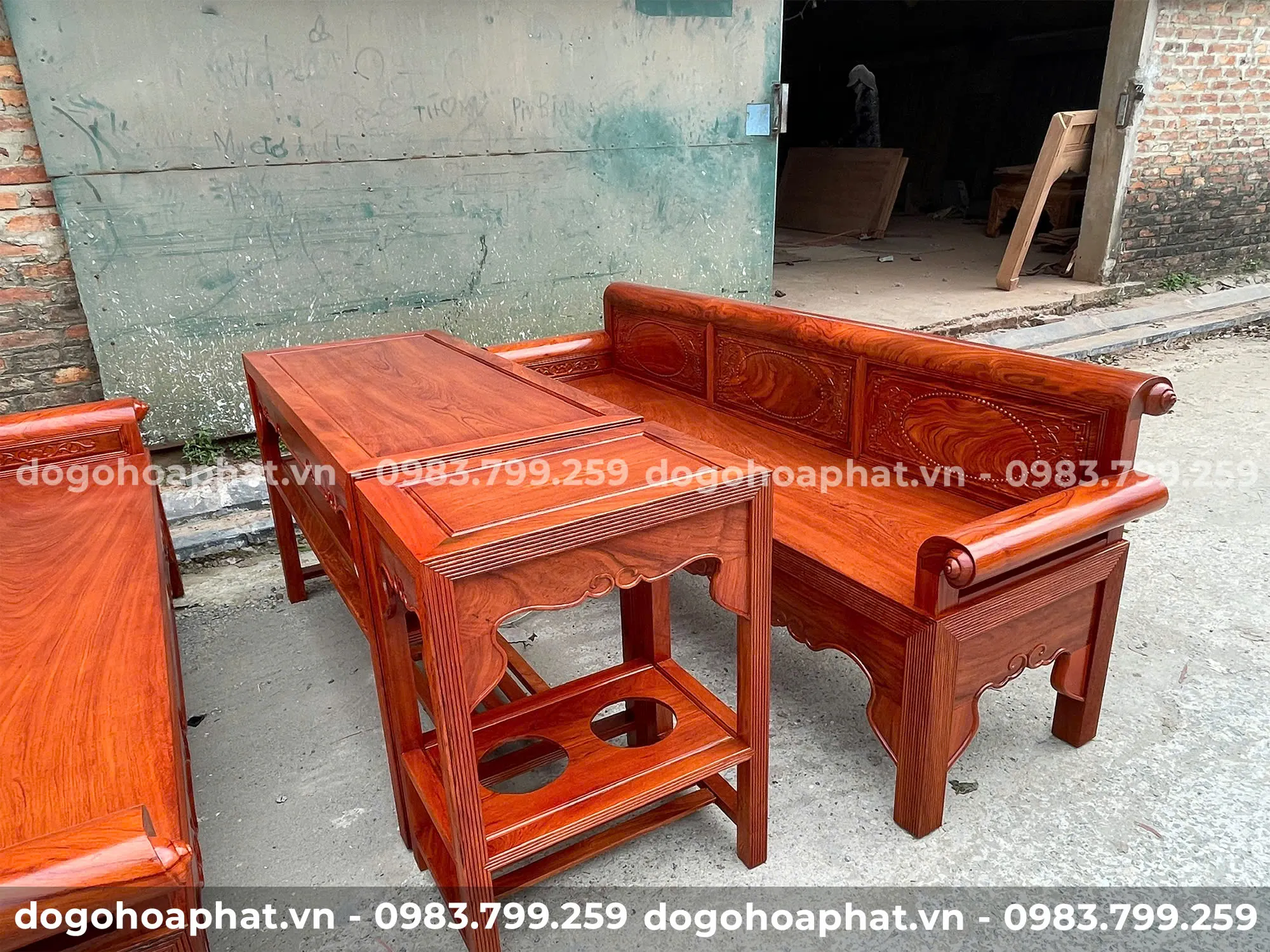 Trường Kỷ Gỗ Hương Đá Đoản 1m97 Cao 81 Rộng 62 – Bàn 1m15 Trường kỷ gỗ hương đá phù hợp với phòng khách, phòng thờ và không gian nhà gỗ