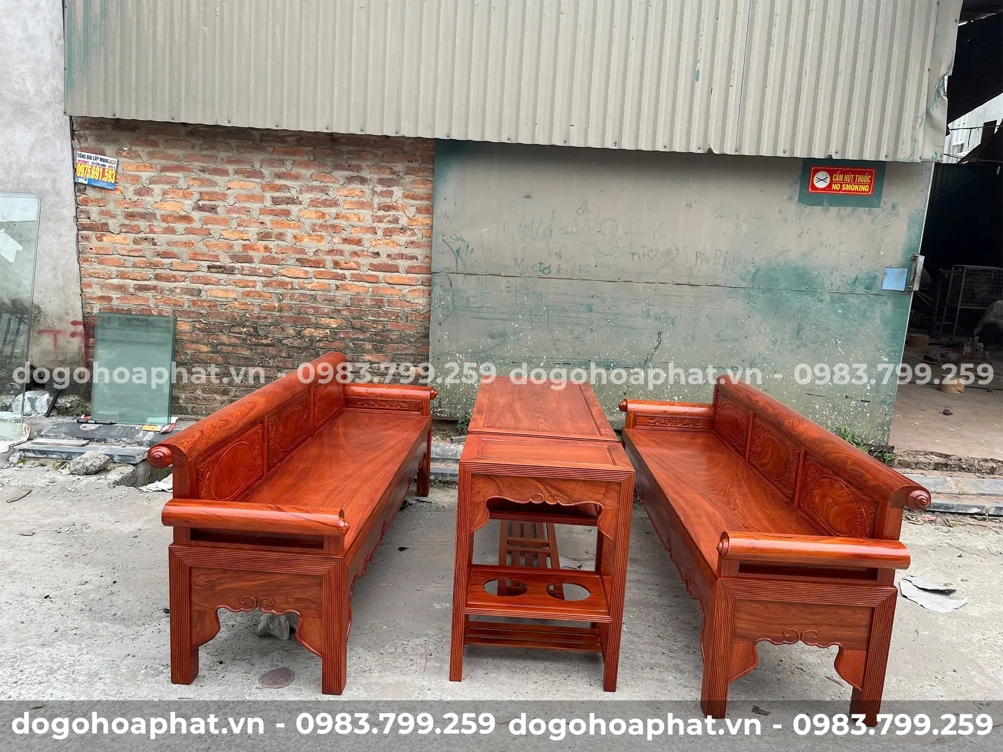 Trường Kỷ Gỗ Hương Đá Đoản 1m97 Cao 81 Rộng 62 – Bàn 1m15 truong ky go huong da