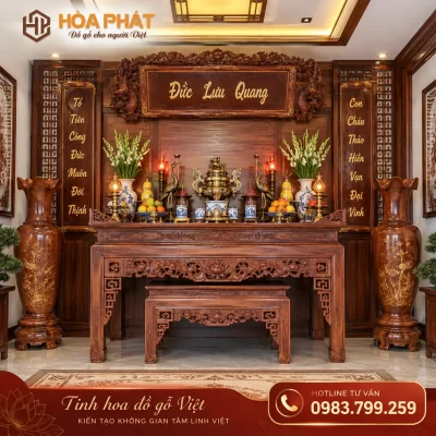 cach bo tri ban tho gia tien chuan phong thuy