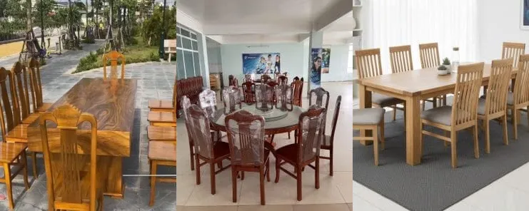 So sánh màu sắc và vân gỗ của các mẫu bàn ăn tự nhiên