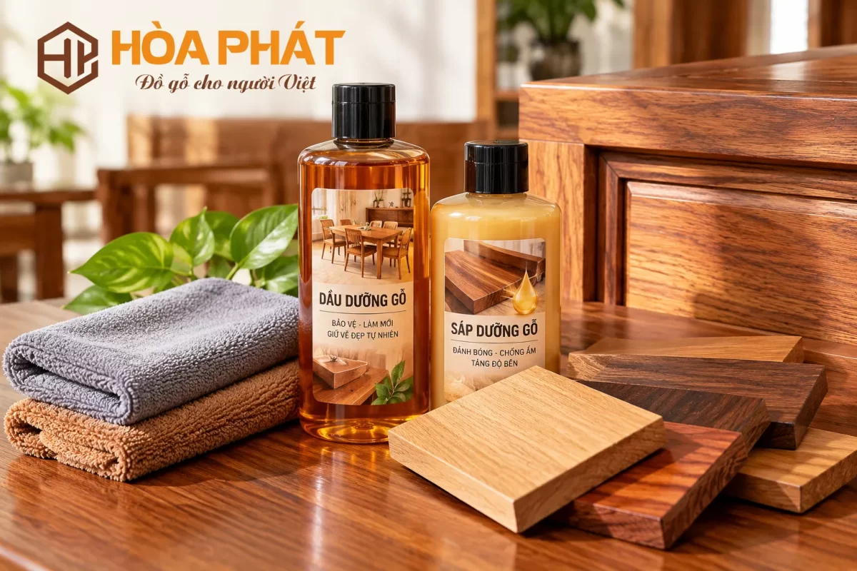 Dầu hoặc sáp bảo dưỡng cần phù hợp với loại gỗ và lớp hoàn thiện