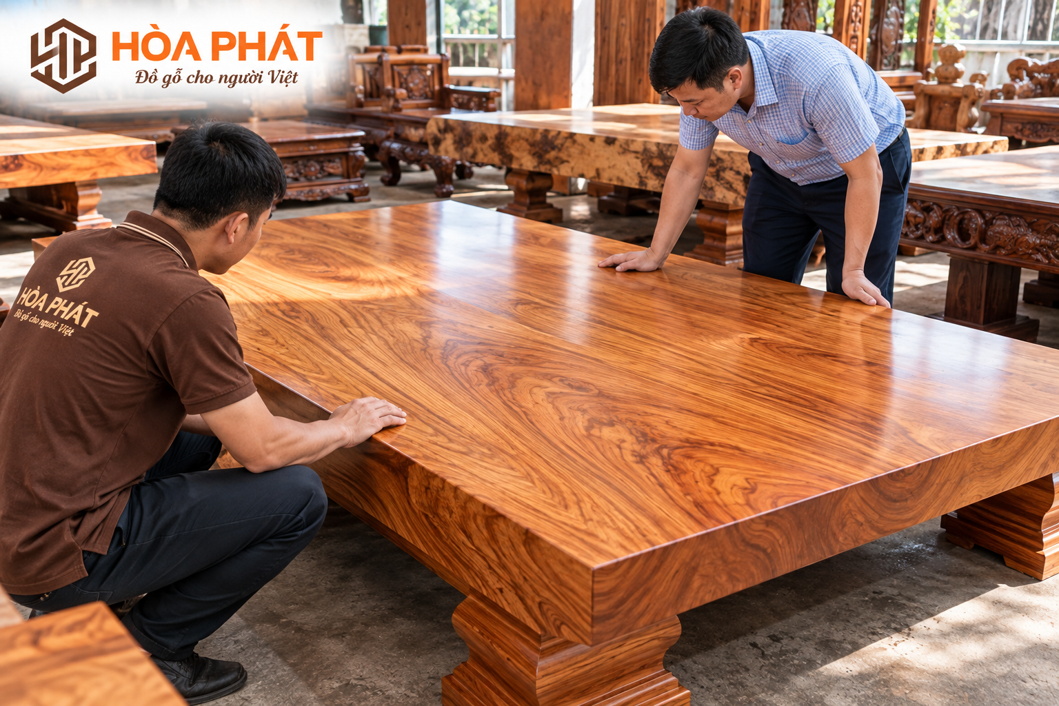 Quan sát mặt gỗ, đường vân, kết cấu và độ hoàn thiện trước khi lựa chọn phản.