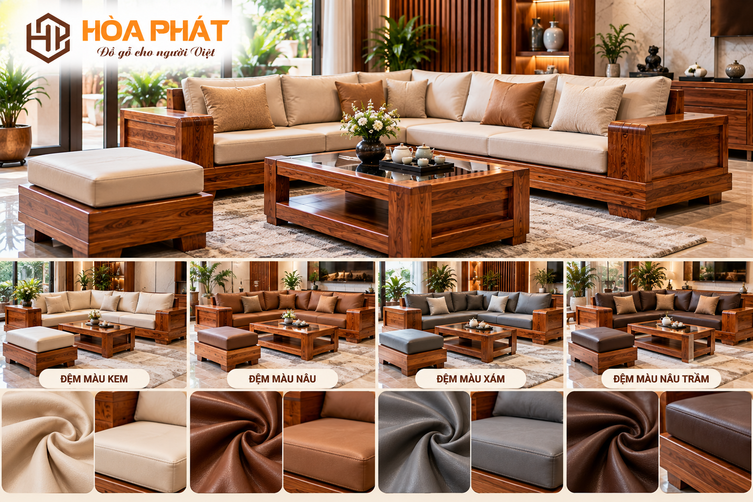 Lựa chọn màu đệm cho Sofa gỗ 