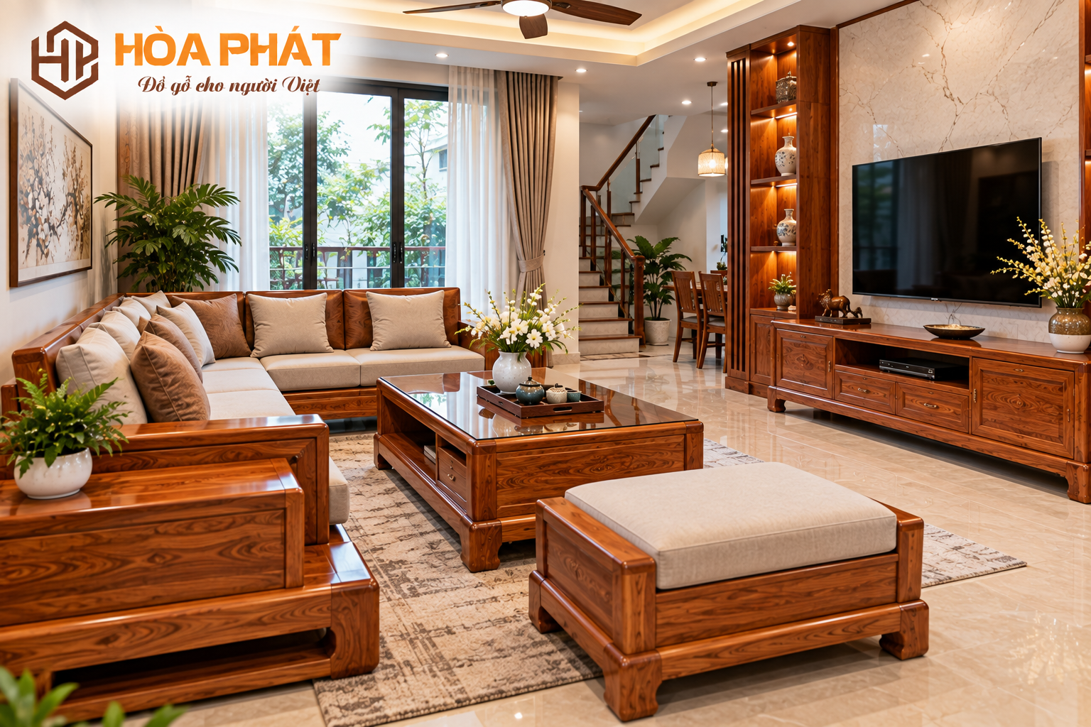 Nội thất phòng khách được lựa chọn theo diện tích và kích thước thực tế của căn nhà.
