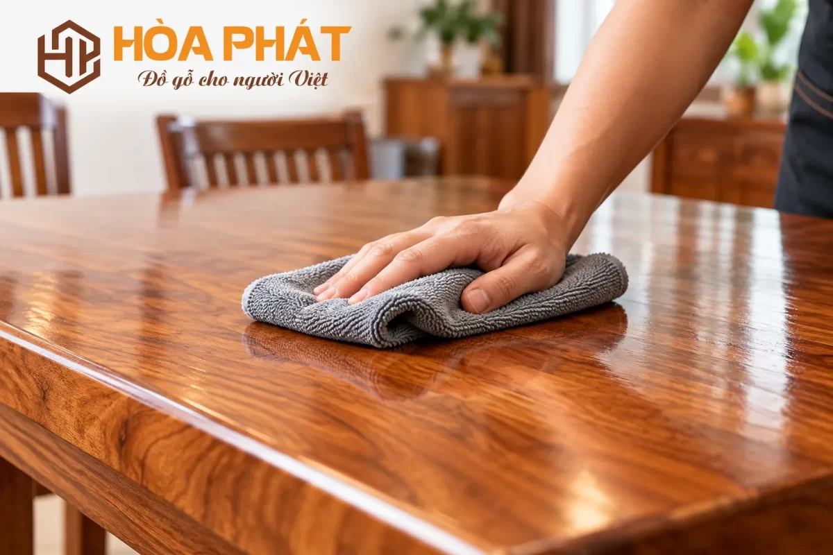 Lau bụi bằng khăn mềm là cách bảo quản đồ gỗ tự nhiên đơn giản hằng ngày